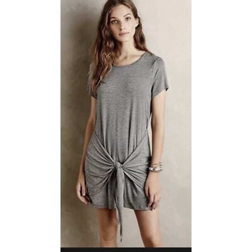 Anthropologie‎ Dolan Tie Waist T Shirt Dress Size M Heather Gray Knit Minimalist